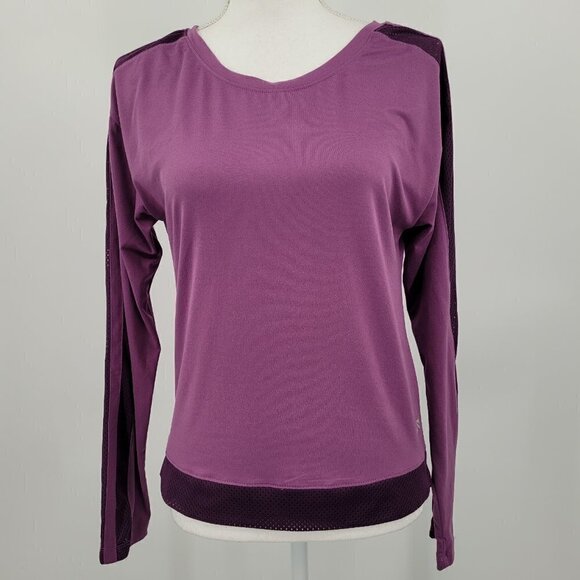 Marika Mesh Striped Long Sleeve Activewear Top - Picture 2 of 6